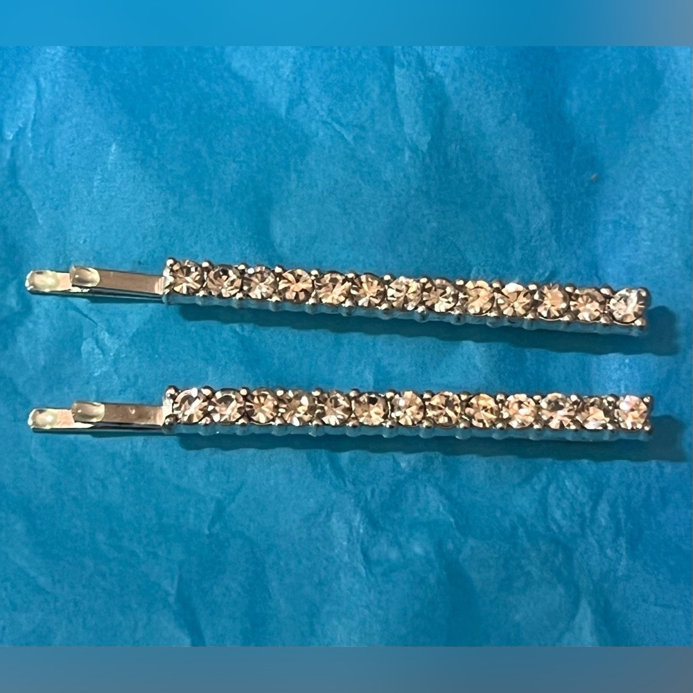 Silver tone rhinestone Bobby pins 2
